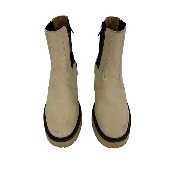 Free People Boots 36.5 Tan Ankle Leather Block Heel Boho Festival - Picture 2 of 12